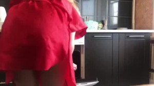 Son Fucks Skinny Mom In The Kitchen And Cums On Her Small Tits